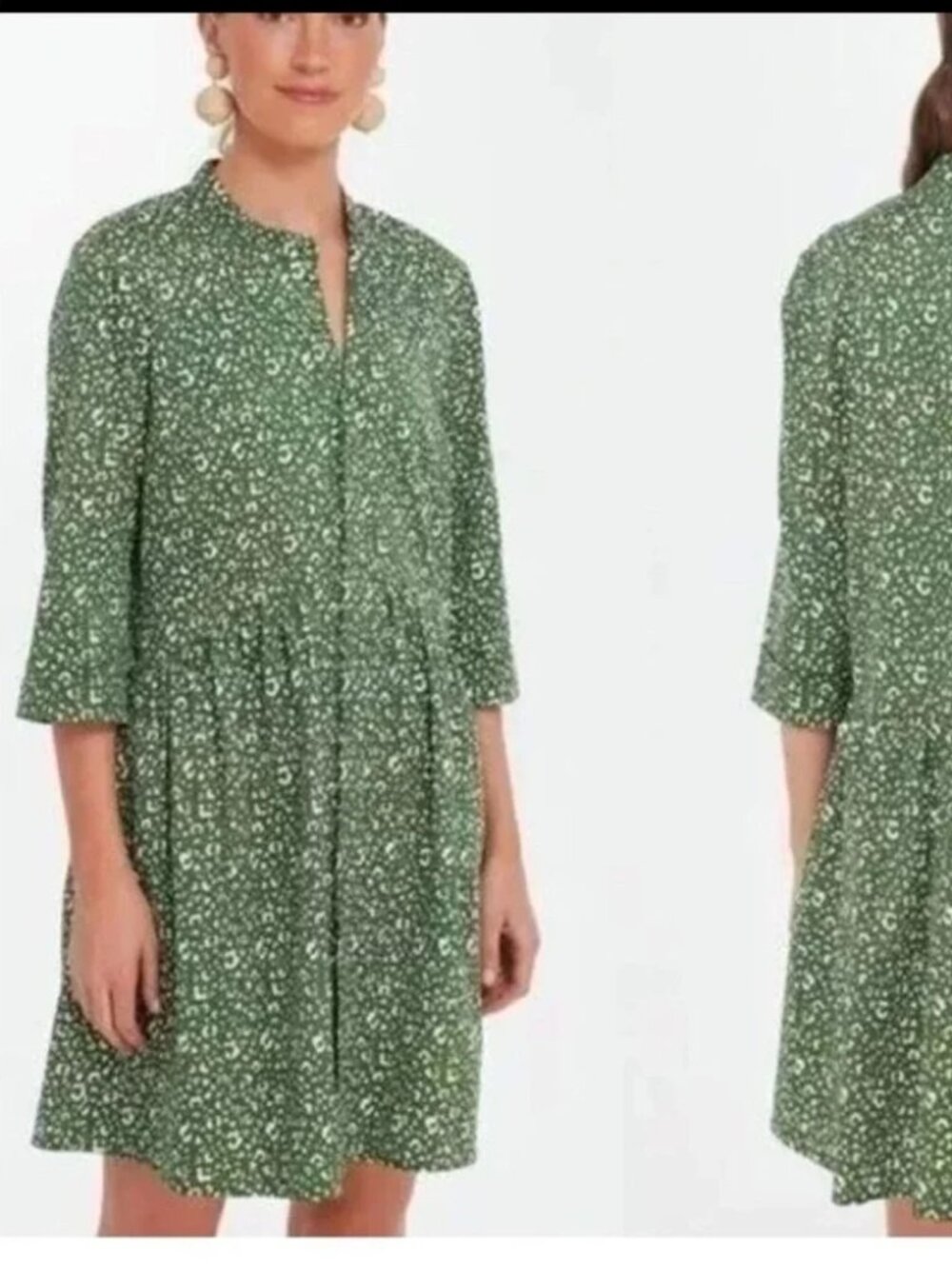 Tuckernuck Royal Mini Dress Sz L in Emerald Green Cheetah Print Button Front